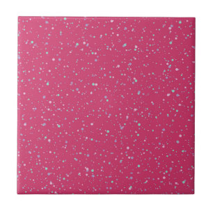 Raspberry Pink Speckled Pastel Splatter Paint Dots Ceramic Tile