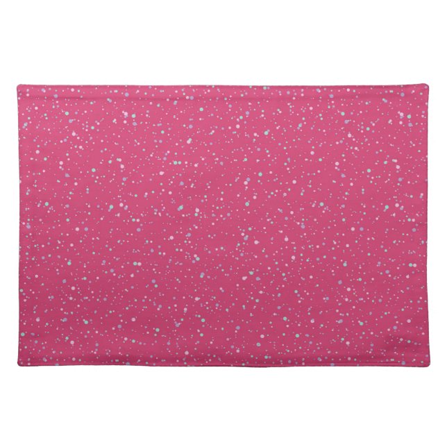 Raspberry Pink Speckled Pastel Splatter Paint Dots Cloth Placemat (Front)