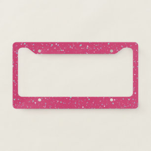 Raspberry Pink Speckled Pastel Splatter Paint Dots License Plate Frame