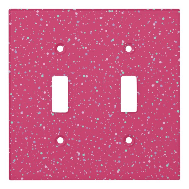 Raspberry Pink Speckled Pastel Splatter Paint Dots Light Switch Cover (Front)