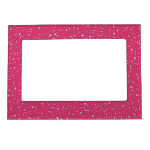 Raspberry Pink Speckled Pastel Splatter Paint Dots Magnetic Frame