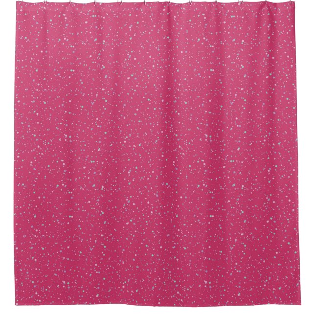 Raspberry Pink Speckled Pastel Splatter Paint Dots Shower Curtain (Front)