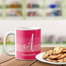 Raspberry Pink Stripes Custom Monogram Name