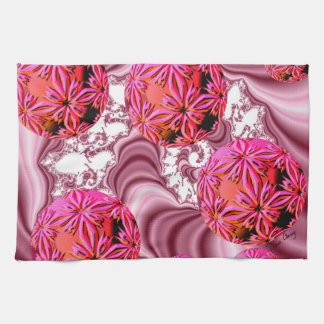 Raspberry Pink Vision, Abstract Snow Flakes Towel