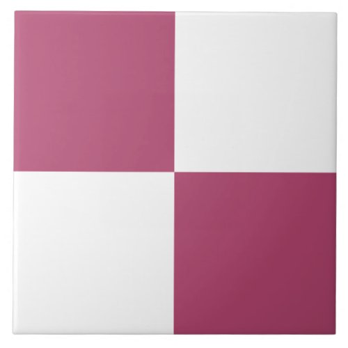 Raspberry Pink White Checkered Ceramic Tile