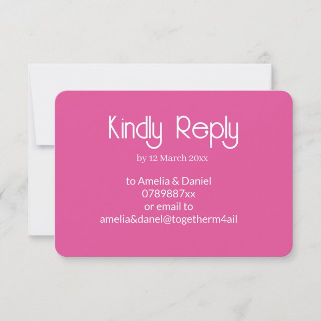 Raspberry Pink & White Wedding RSVP Card (Front)