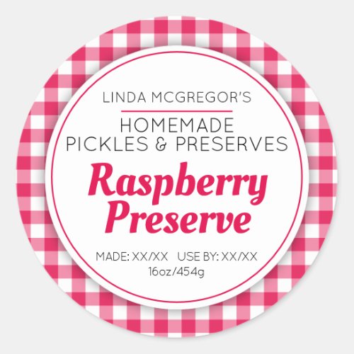 Raspberry preserve red round  jam jar food label
