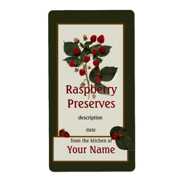 Raspberry Preserves Canning Label (Front)