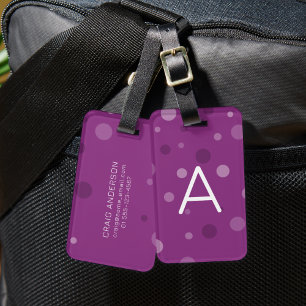 Raspberry Purple Pop Dots Luggage Tag