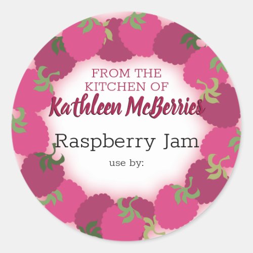 raspberry raspberries fruit jam jelly pie canning classic round sticker
