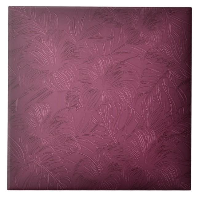 Raspberry Rose Floral Ceramic Tile (Front)