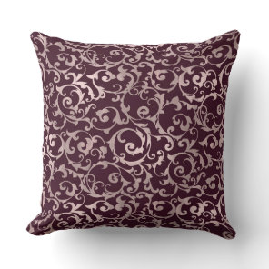 Raspberry & Rose Gold Elegant Princess Swirl Throw Pillow