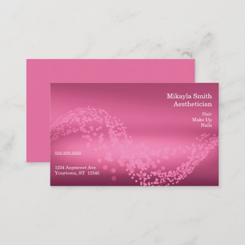 Raspberry Rose Gradient Bokeh Wave Beauty Business Card