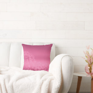 Raspberry Rose Gradient Bokeh Wave Throw Pillow