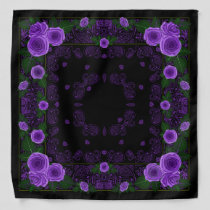 Raspberry Roses & Paisley Black Bandana