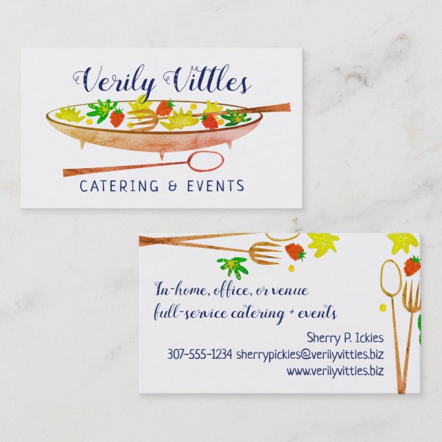 Raspberry salad bowl chef catering business card (Front/Back)