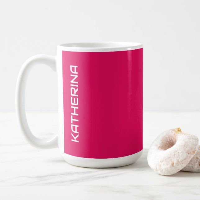 Raspberry Solid Color | Classic Personalized  Coffee Mug (With Donut)