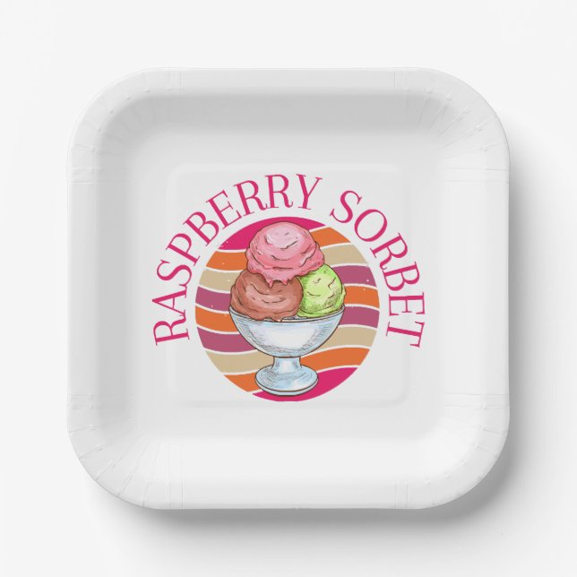Raspberry Sorbet Paper Plates (Front)