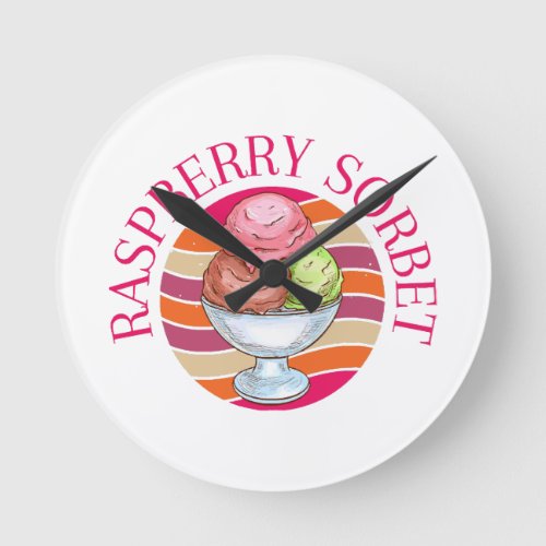 Raspberry Sorbet Round Clock