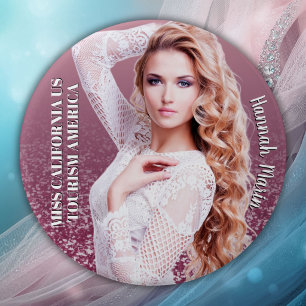 Raspberry Sparkle Custom Cut-out Photo Button Pin
