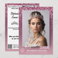 Raspberry Sparkle Pageant Autograph Card | QR Code