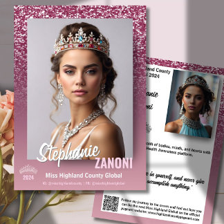 Raspberry Sparkle Pageant Autograph Card | QR Code