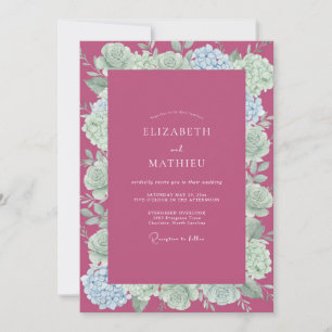 Raspberry Succulent Wedding Invitation