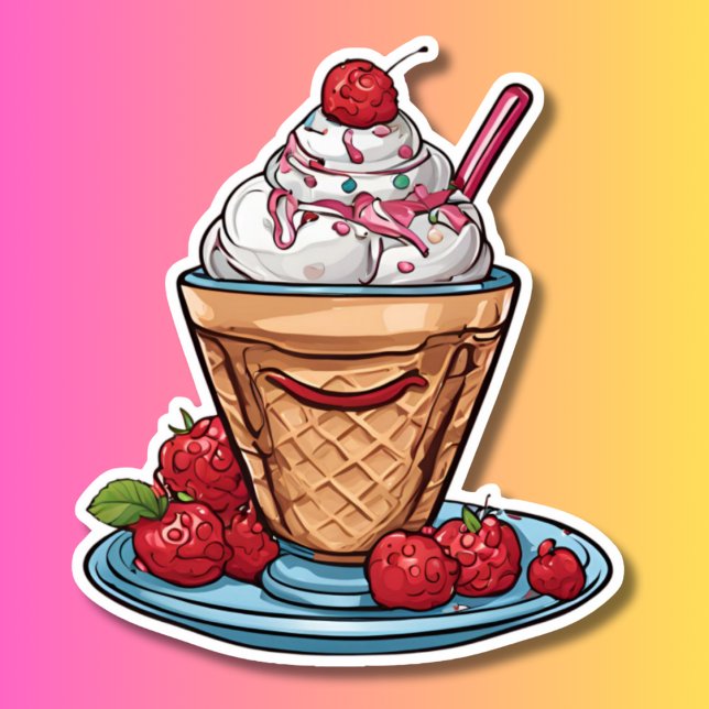 Raspberry Sundae Waterproof  Sticker (Creator Uploaded)