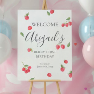 Raspberry Sweet Berry First Birthday Welcome Foam Board