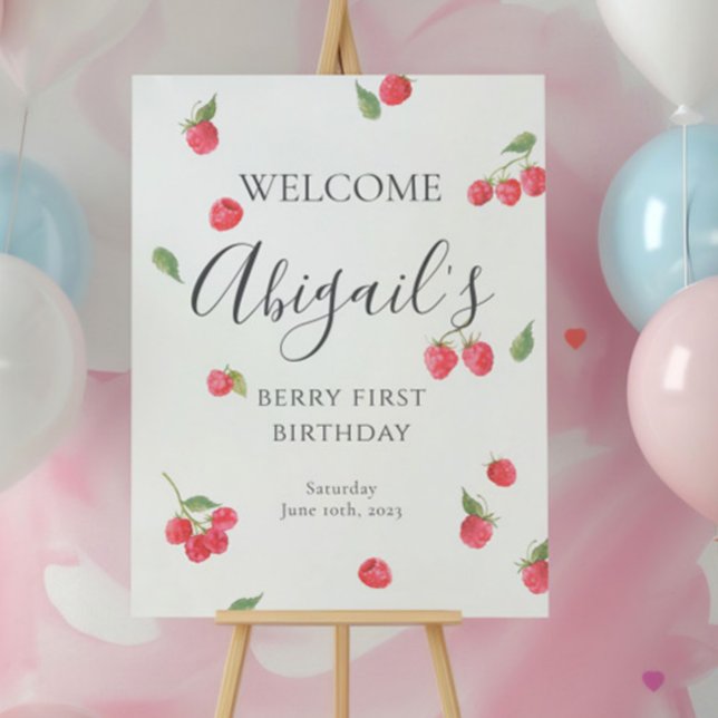 Raspberry Sweet Berry First Birthday Welcome Foam Board (Creator Uploaded)