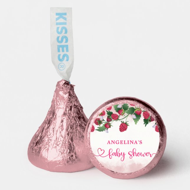 Raspberry Sweet Watercolor Girl Baby Shower Hershey®'s Kisses® (Front)