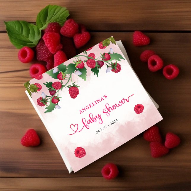 Raspberry Sweet Watercolor Girl Baby Shower Napkins (Raspberry Sweet Watercolor Girl Baby Shower Napkins)