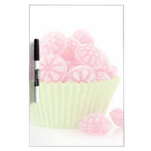 Raspberry tasty candy sweets in green cup cake dry erase board
