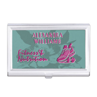 Raspberry Teal Flourished Fitness & Nutrition Business Card Case