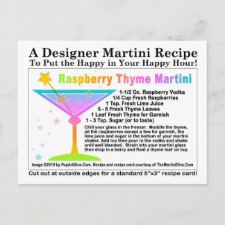 Raspberry Thyme Martini Recipe Postcard