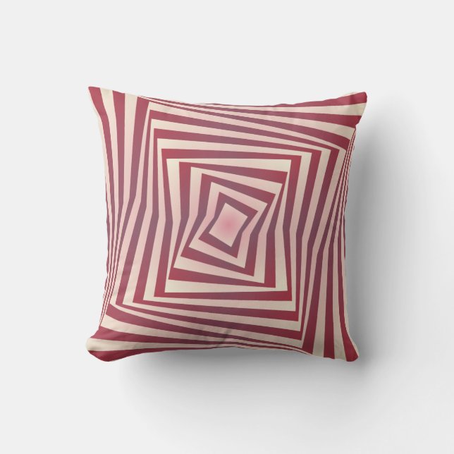 Raspberry Tunnel Whirl Throw Pillow (Front)