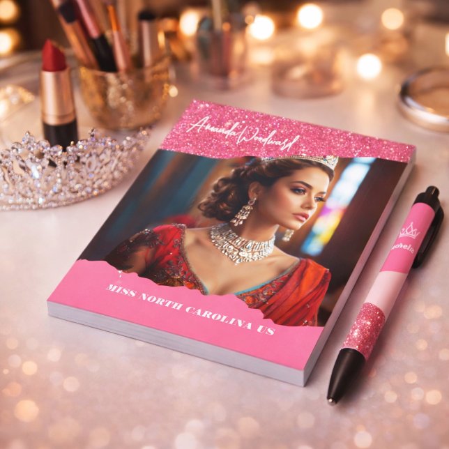 Raspberry Twist Crowning Pageant Custom Notepad (Throw a twist into your pageant marketing with our berry twist autograph collection, notepad and pen)