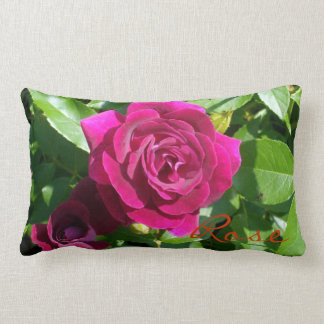 Raspberry Velvet Rose Lumbar Pillow