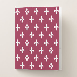 Raspberry Victorian Fleur de Lys Pocket Folder