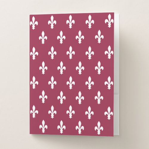Raspberry Victorian Fleur de Lys Pocket Folder