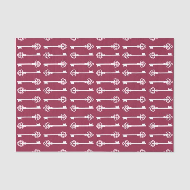 Raspberry Victorian Keys Tissue Paper (Front)