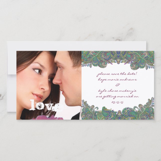 Raspberry Vintage Floral Save The Date Photo (Front)