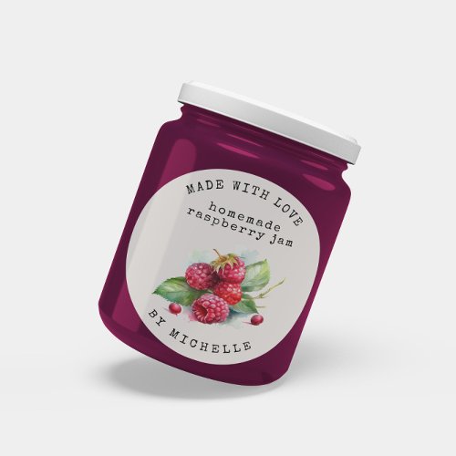 Raspberry Watercolor Jam Label Canning Sticker