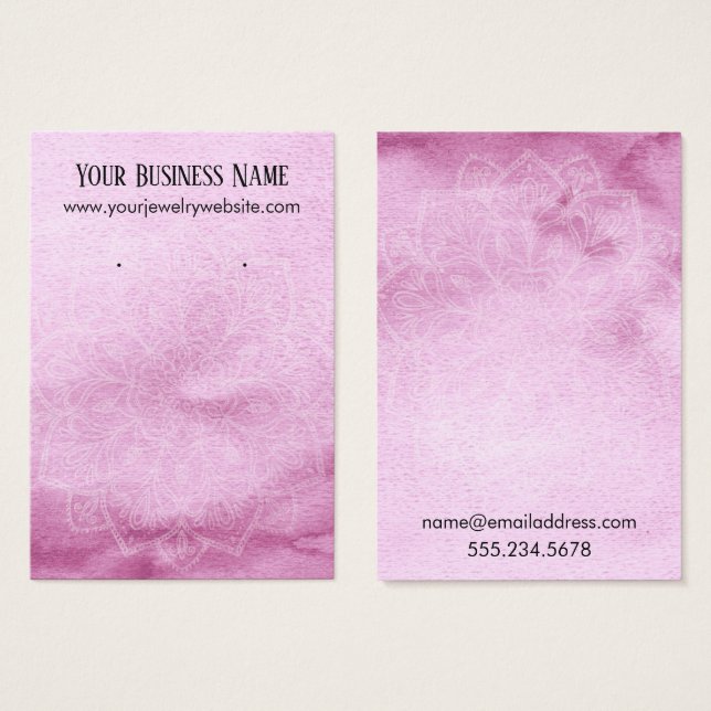 Raspberry Watercolor Mandala Earring Display Cards (Front & Back)