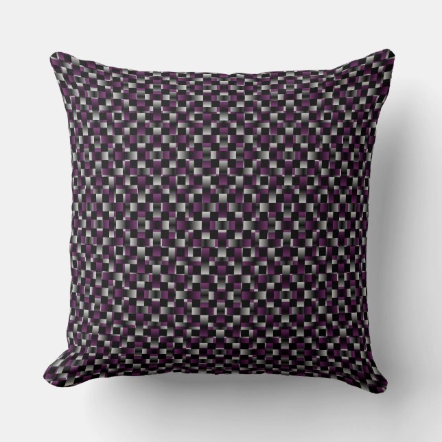 Raspberry White Black Weave Pattern Throw Pillow (Front)