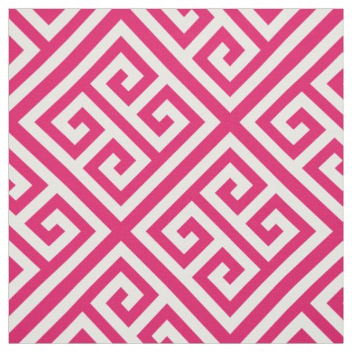 Raspberry White Med Greek Key Diag T Pattern #1 Fabric