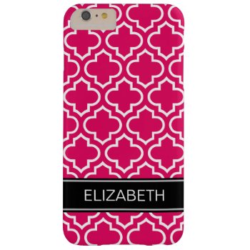 Raspberry White Moroccan #6 Black Name Monogram Barely There Iphone 6 Plus Case by FantabulousCases at Zazzle