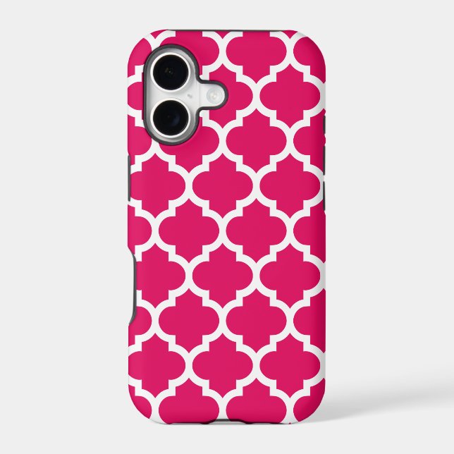 Raspberry White Moroccan Quatrefoil Pattern #5 Iphone Case (Back)