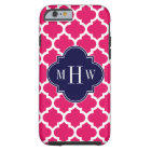 Raspberry Wht Moroccan #5 Navy 3 Initial Monogram