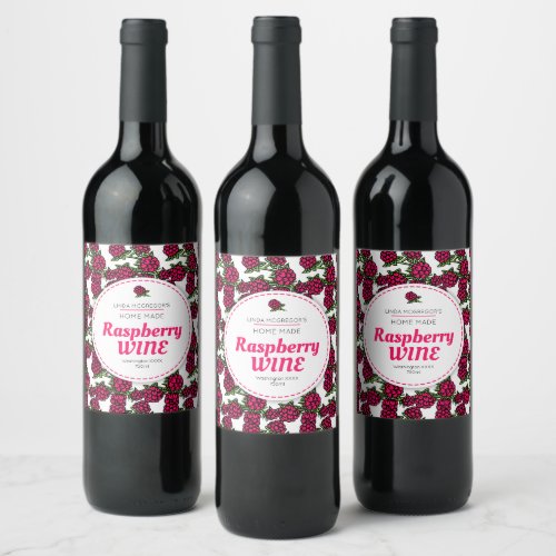 Raspberry wine drawing of raspberries wine label